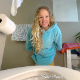 A blonde girl takes a massive shit while bending over in front of a toilet. She wipes her ass and shows us her product when finished. Presented in 720P HD. Over 2 minutes.